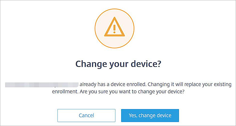 Screen shot of the Change Your Device page